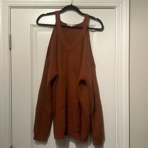 Loveriche rust cold shoulder sweater